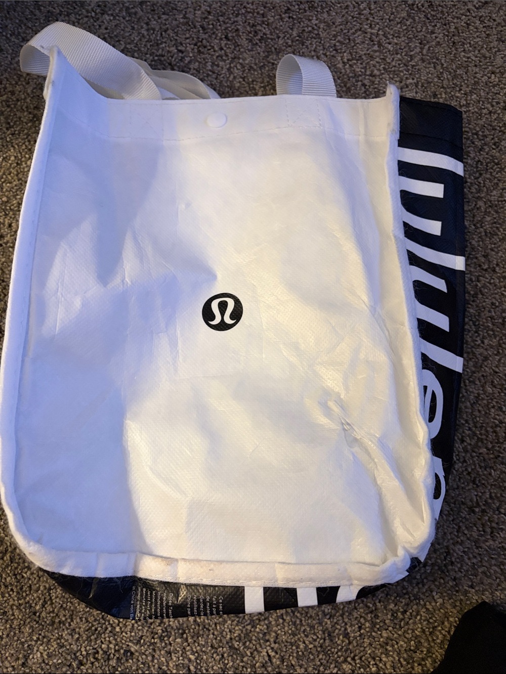 lululemon athletica White and Black Logo Tote